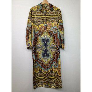 Zara XS Printed 3/4 Sleeve Button-Front Dress